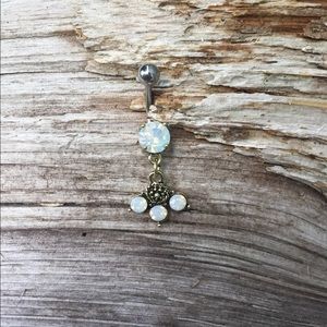 Beautiful Opal Belly Button Navel‎ Ring